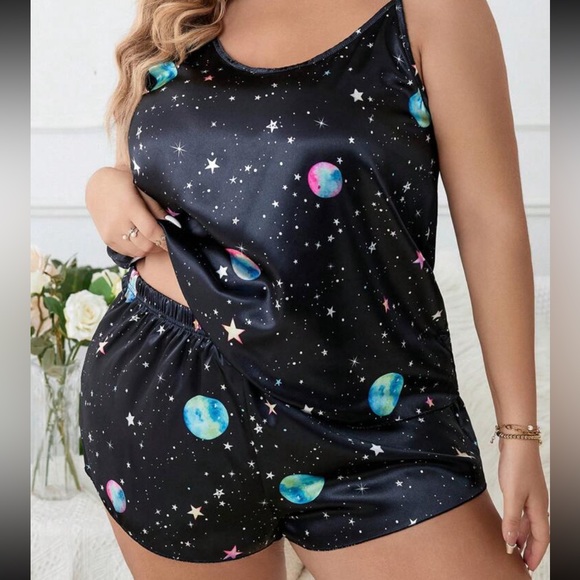Plus size 16 satin galaxy 2 piece pj’s - Picture 2 of 5
